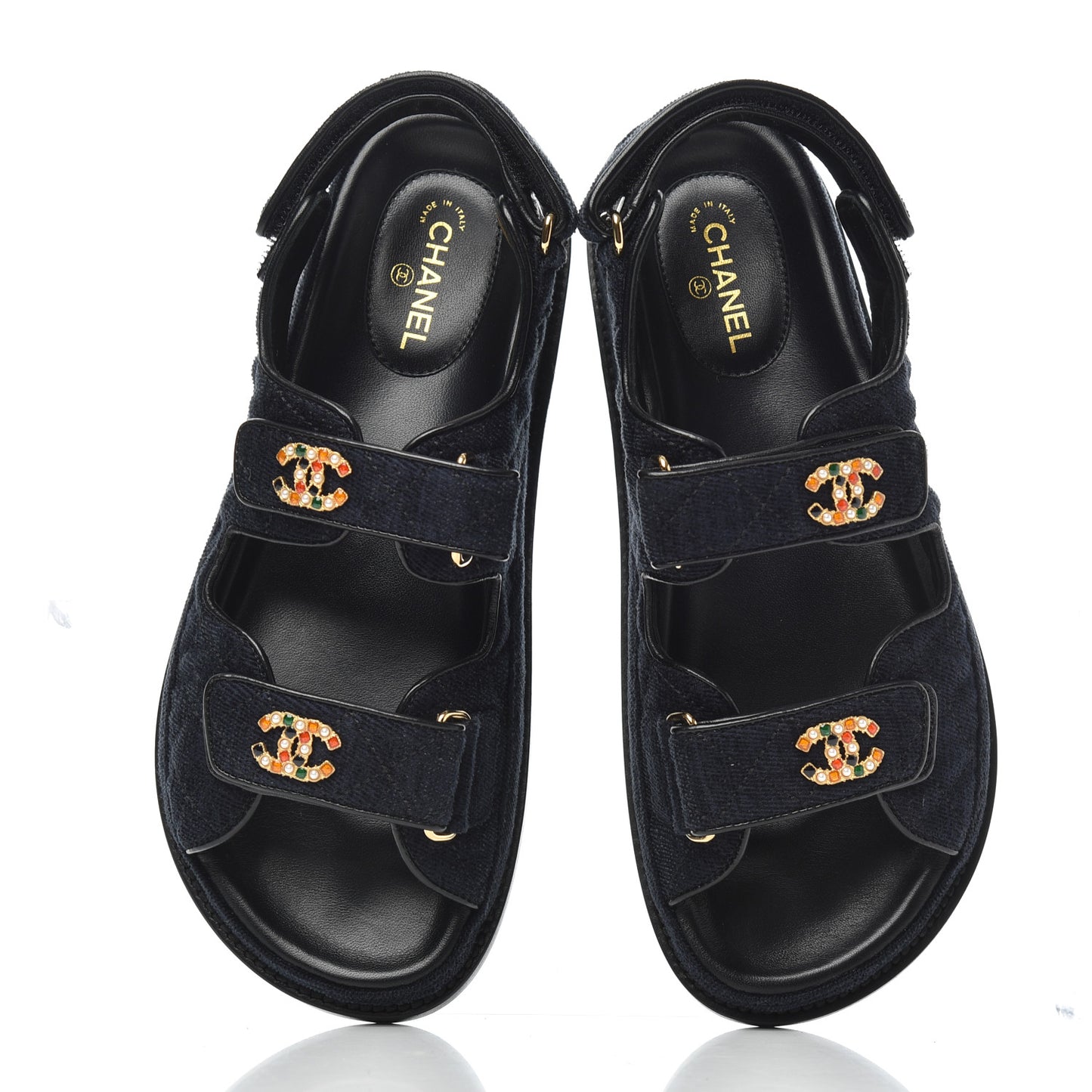 Denim Quilted Dad Sandals 38 Blue