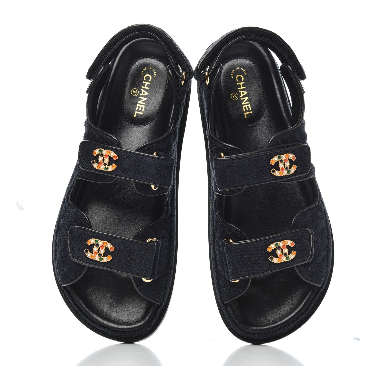 Chanel Denim Quilted Dad Sandals 38 Blue 5 of 9