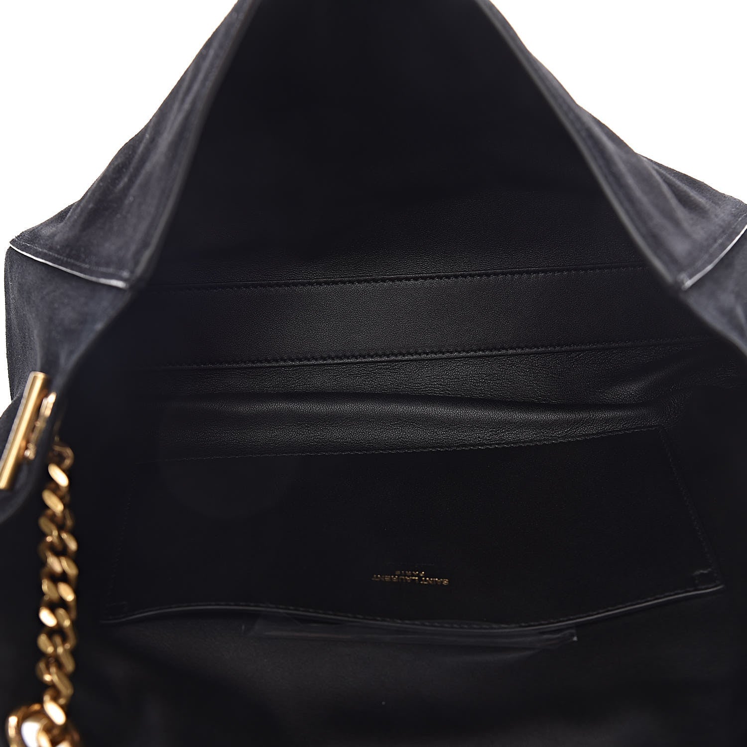 Saint Laurent Smooth Calfskin Suede Medium Reversible Monogram Kate Satchel Black 6 of 11