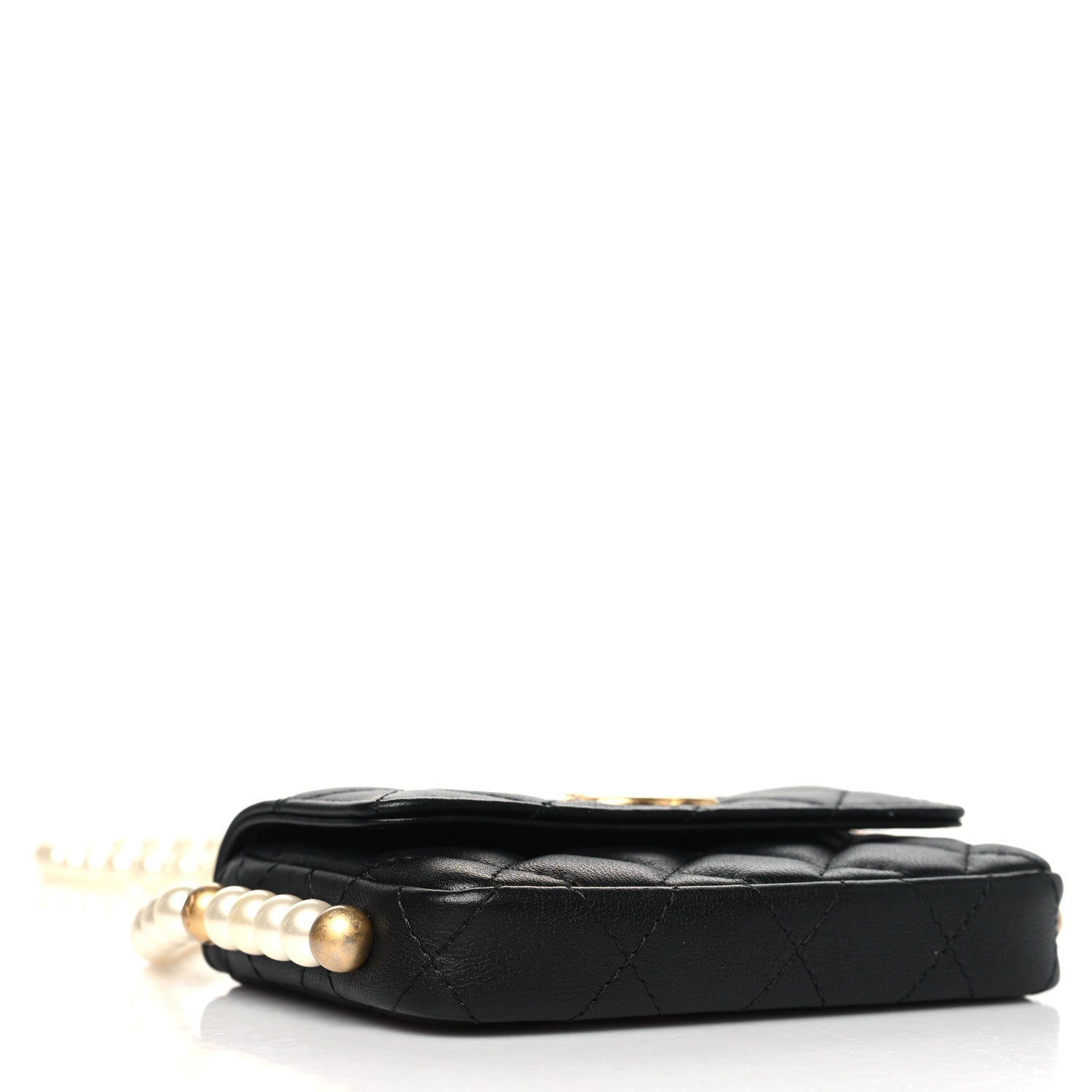 Chanel Calfskin Quilted About Pearls Card Holder Flap With Chain Black 4 of 12