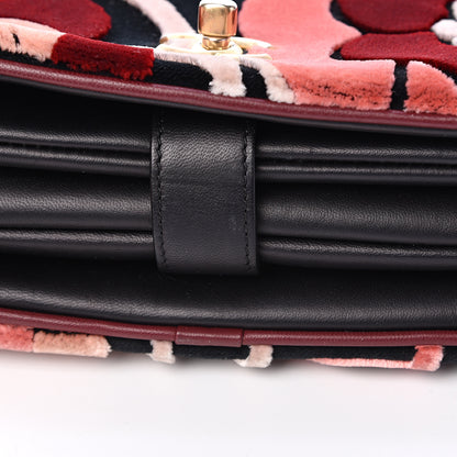 Chanel Velvet Lambskin Camellia Flap Black Burgundy 10 of 10