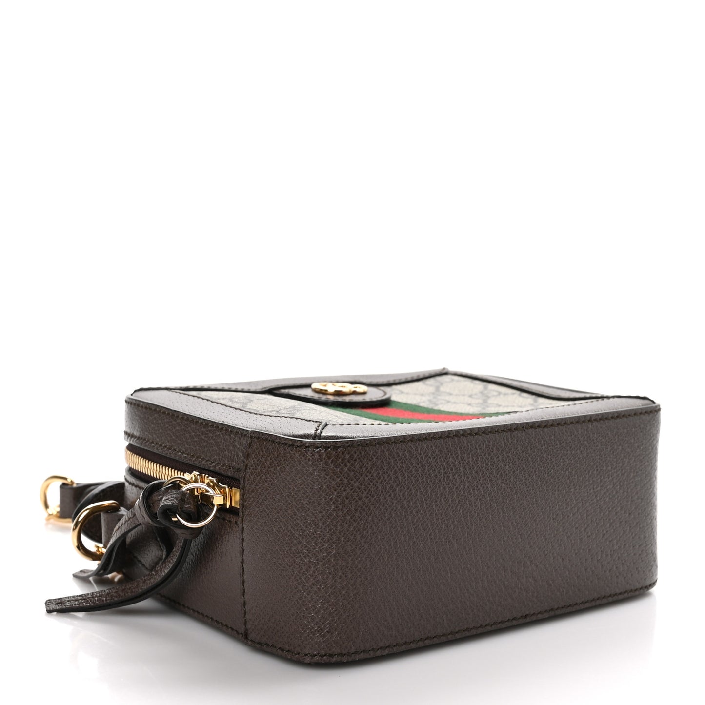 GG Supreme Monogram Mini Ophidia Top Handle Shoulder Bag Brown