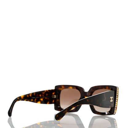Chanel Acetate Pearl Rectangle Sunglasses 5480-H-A Tortoise 4 of 8