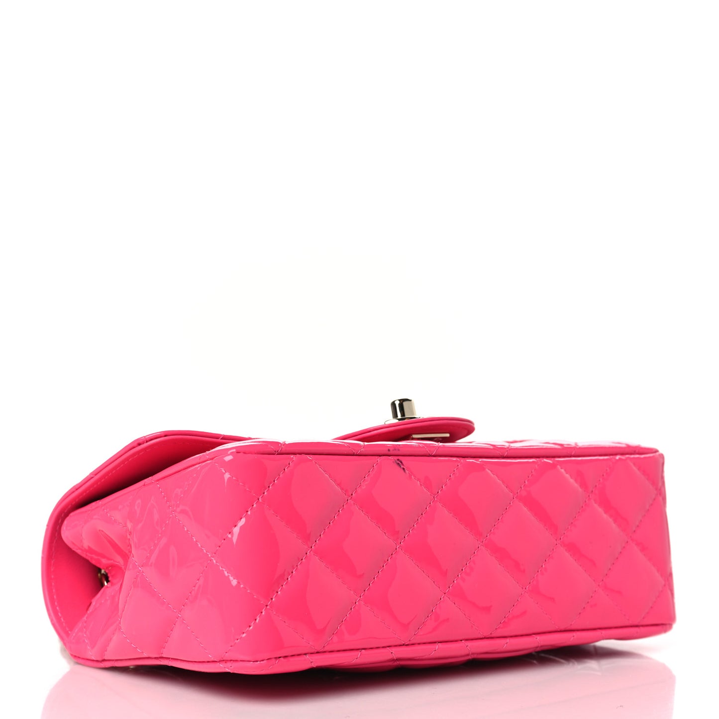 Patent Calfskin Quilted Mini Rectangular Flap Pink