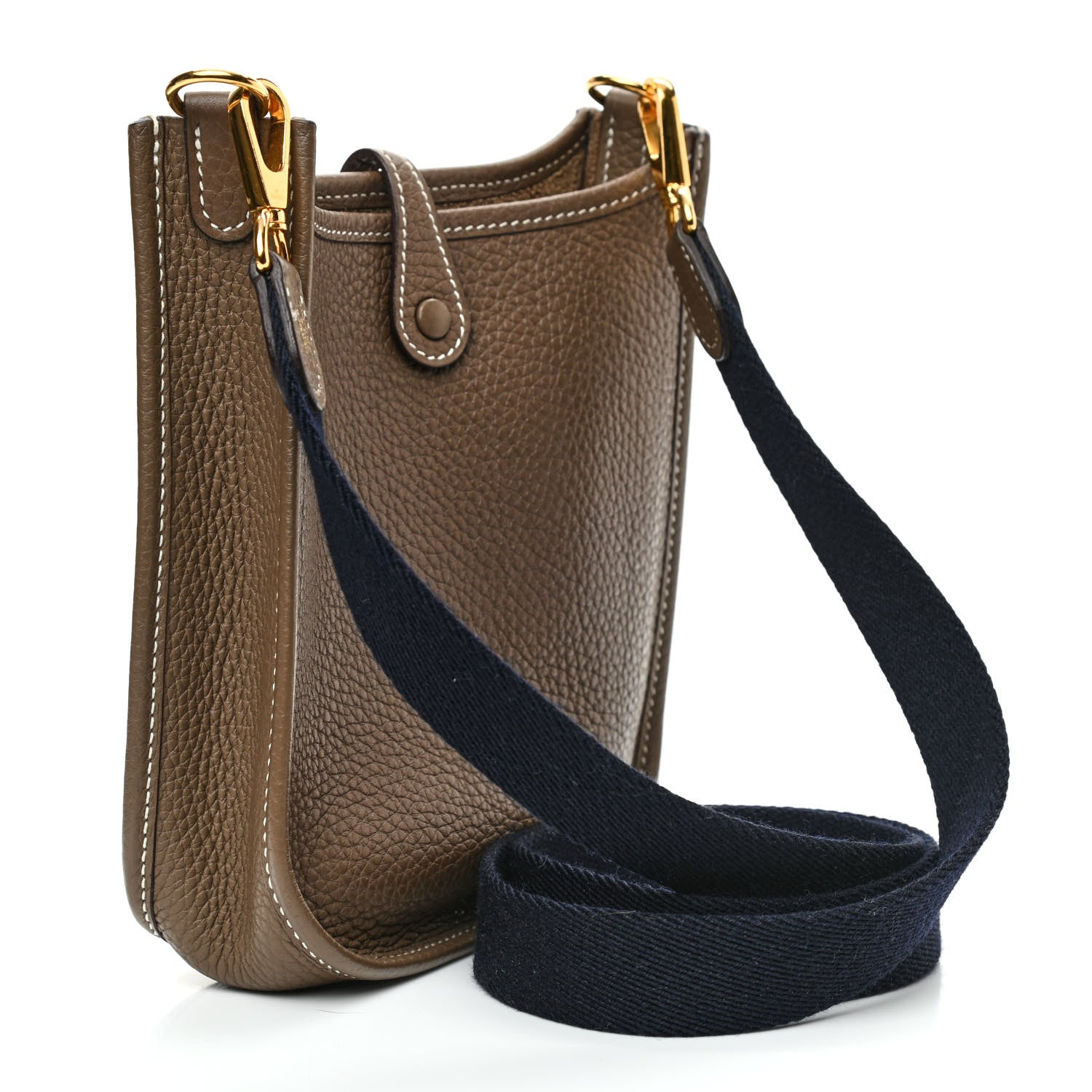 Hermes Taurillon Clemence Amazone Evelyne TPM Etoupe Bleu Indigo 3 of 9