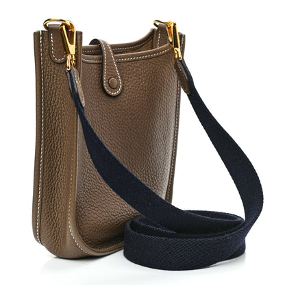 Hermes Taurillon Clemence Amazone Evelyne TPM Etoupe Bleu Indigo 3 of 9