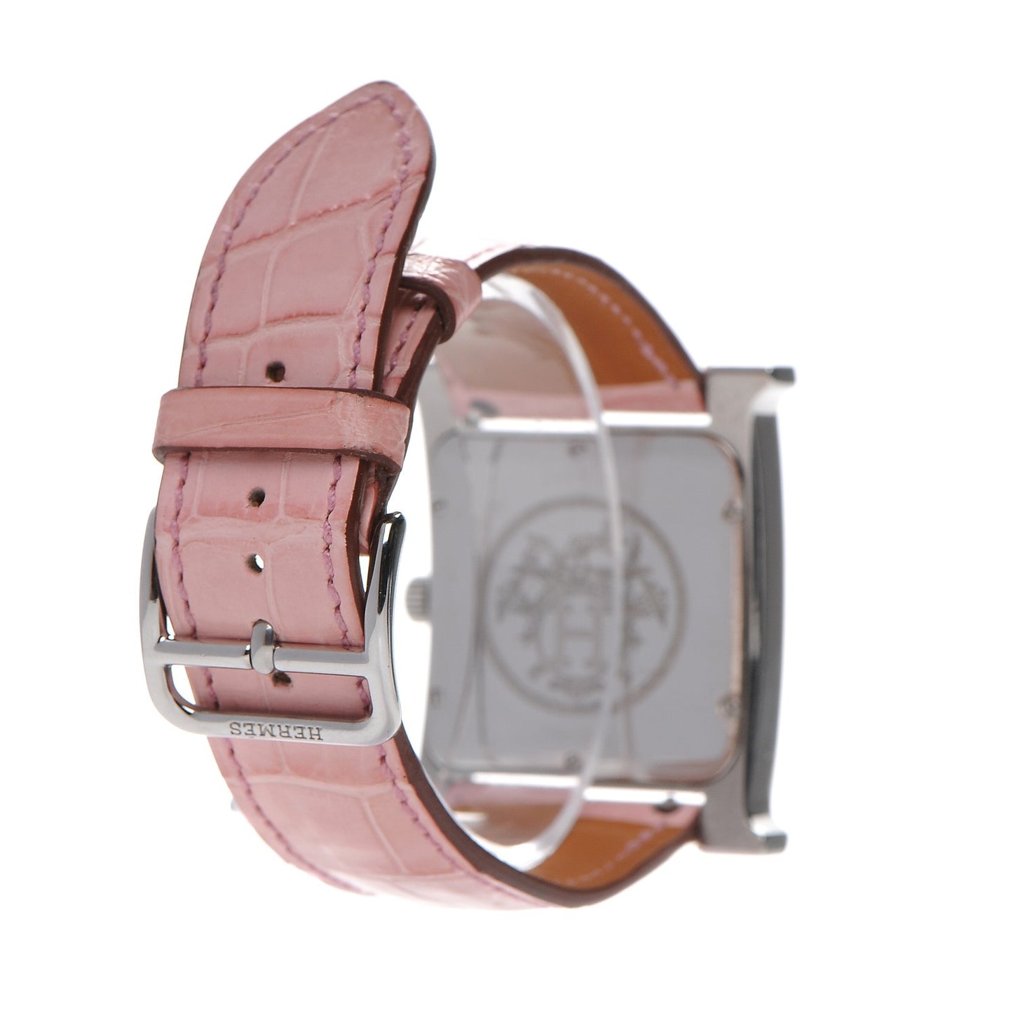 Stainless Steel Alligator 30.5mm Heure H Hour Quartz Watch Pink