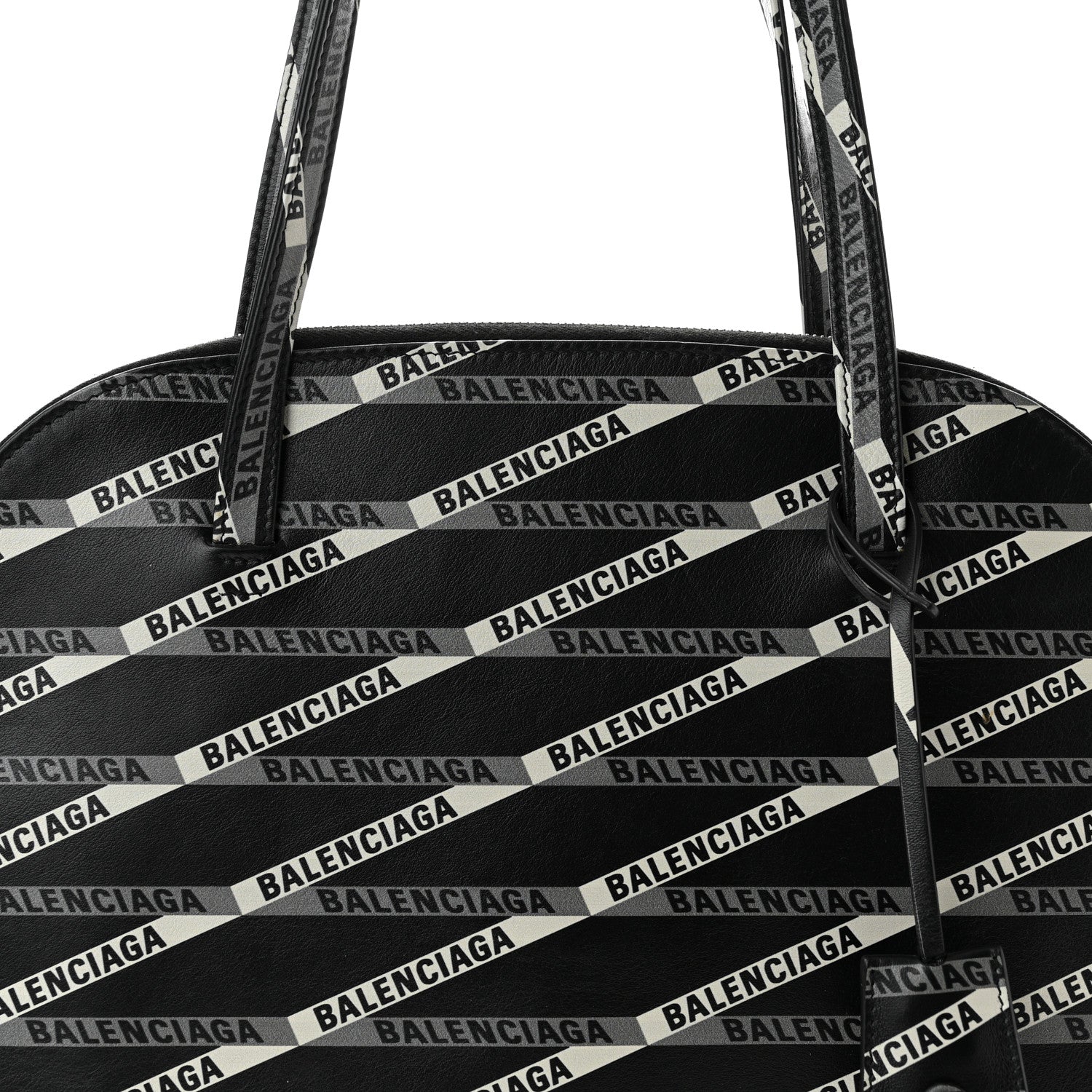 Balenciaga Calfskin Losange Monogram Medium Miami Tote Bag Black Grey 7 of 11
