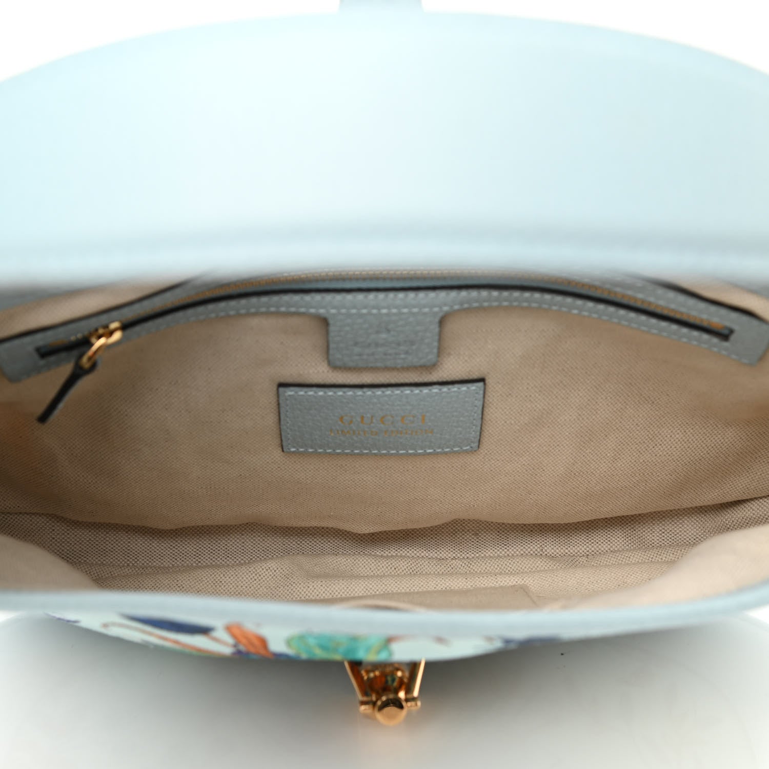 Gucci Canvas Flora Medium Jackie Hobo Light Blue 5 of 11