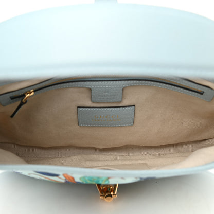 Gucci Canvas Flora Medium Jackie Hobo Light Blue 5 of 11