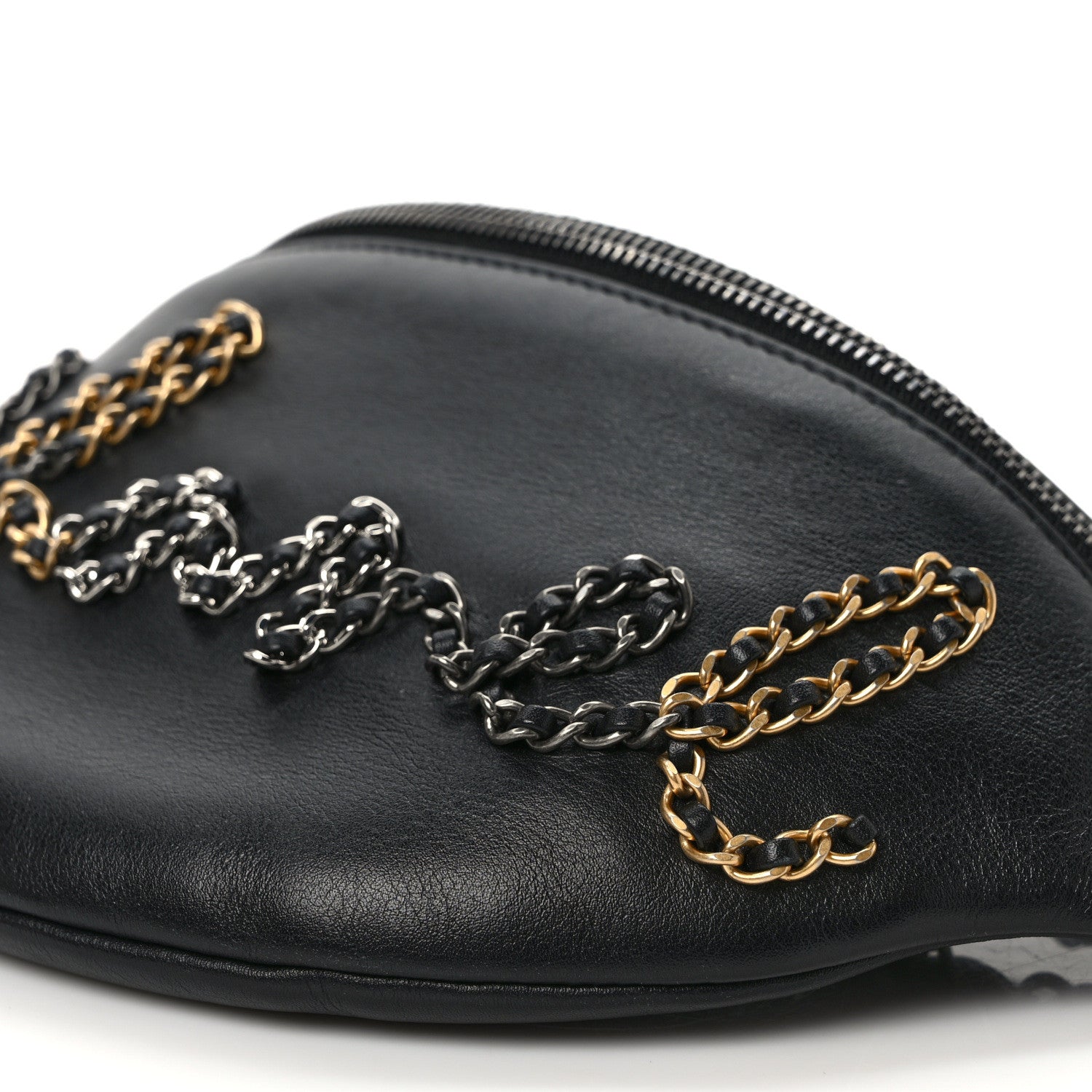 Chanel Calfskin Chain 20s Signe Waist Bag Black 9 of 11