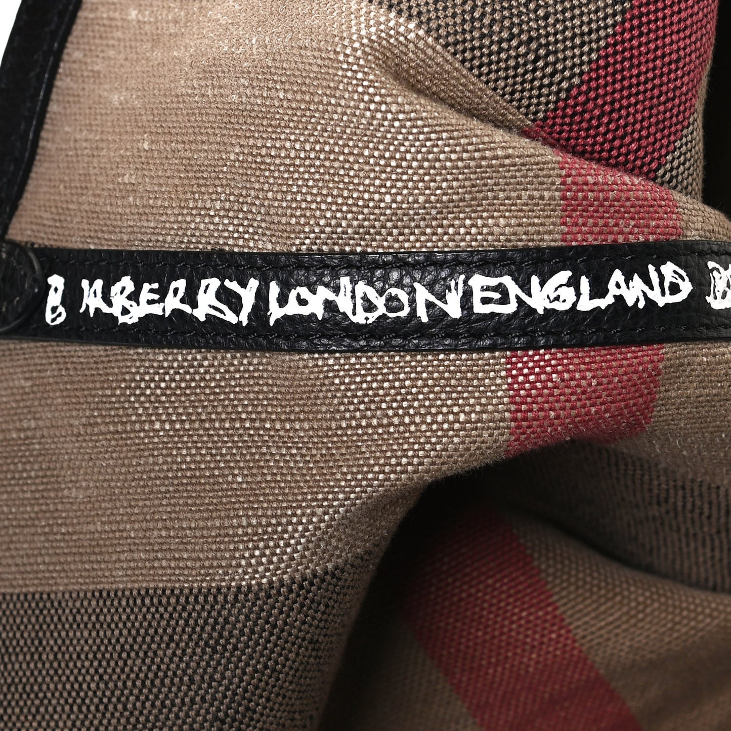 Coated Canvas Mega Check Medium Reversible Doodle Tote Black Brown