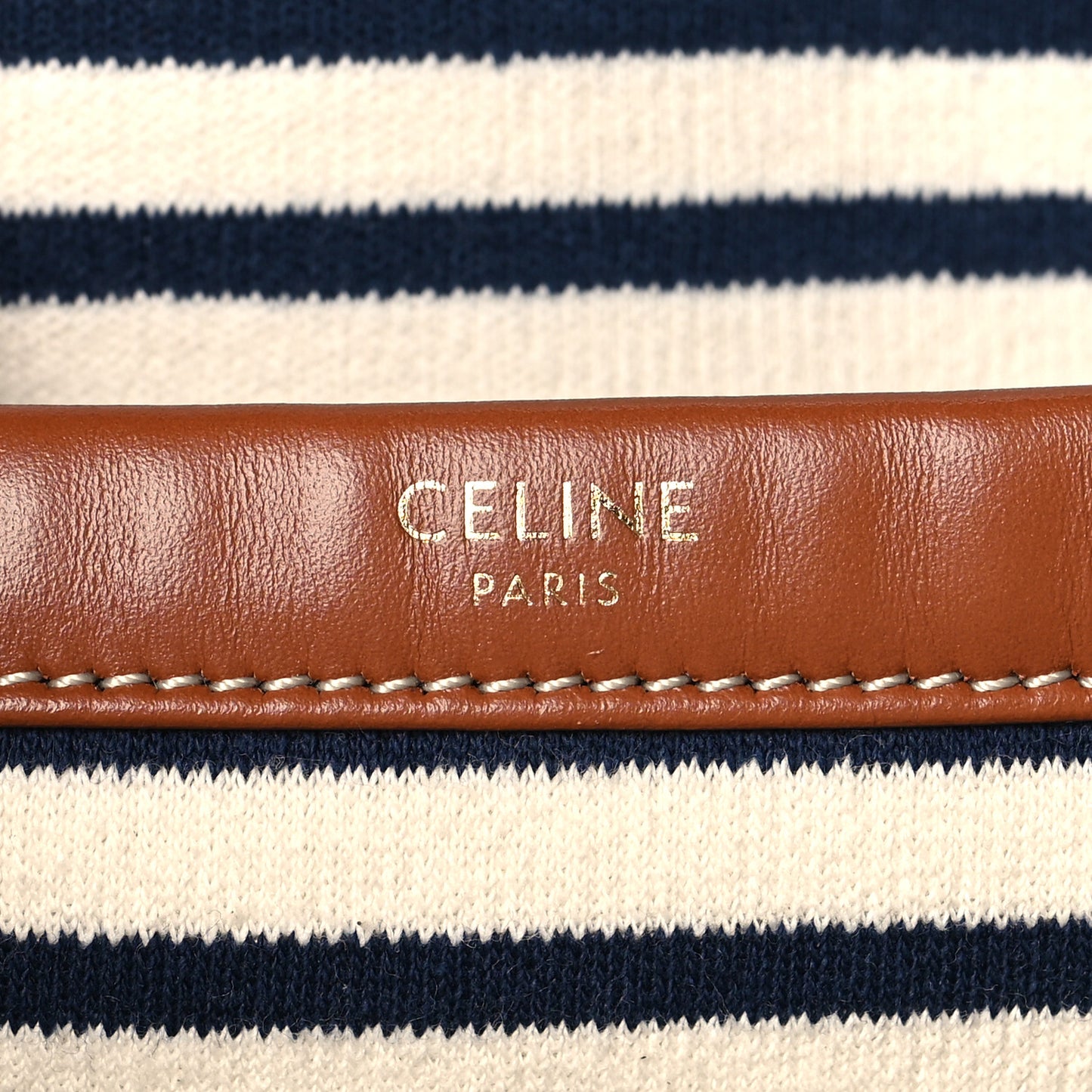 Canvas Calfskin Striped Triomphe Cabas Navy