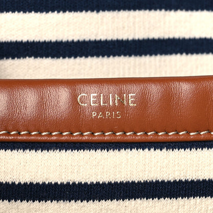 Celine Canvas Calfskin Striped Triomphe Cabas Navy 6 of 12