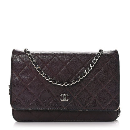 Chanel Caviar Quilted Wallet on Chain WOC Burgundy 1 of 14