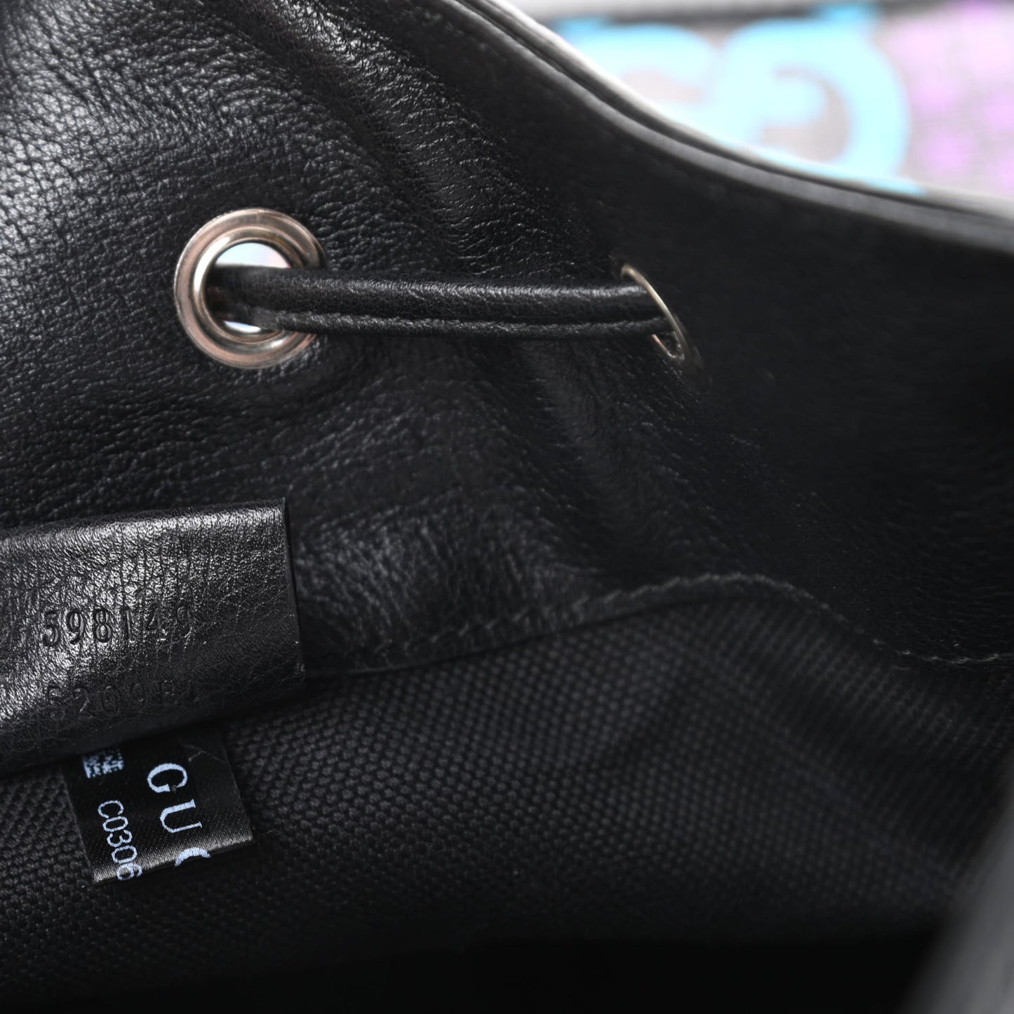 GG Supreme Monogram Psychedelic Bucket Bag Black