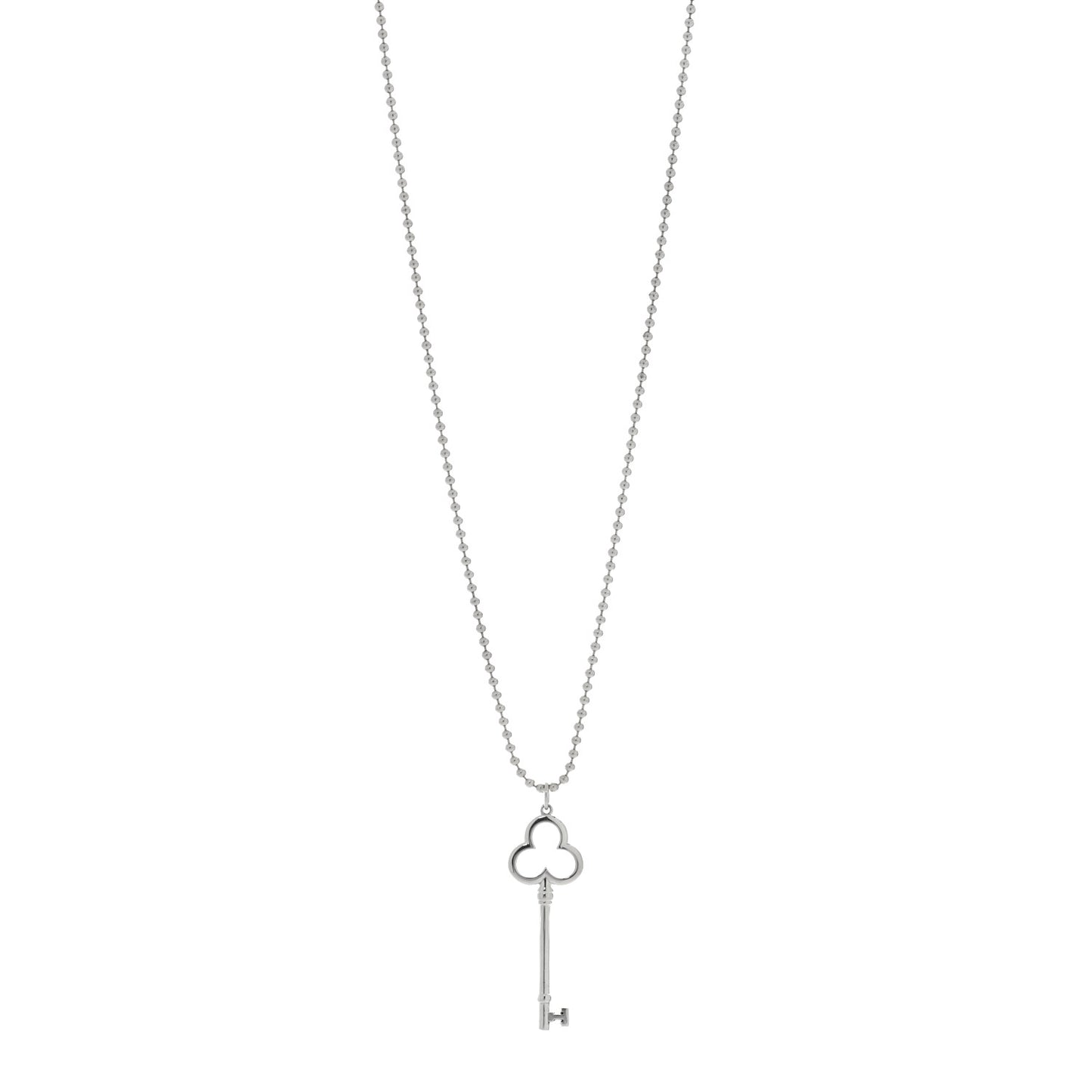 Sterling Silver Large Trefoil Key Pendant Necklace