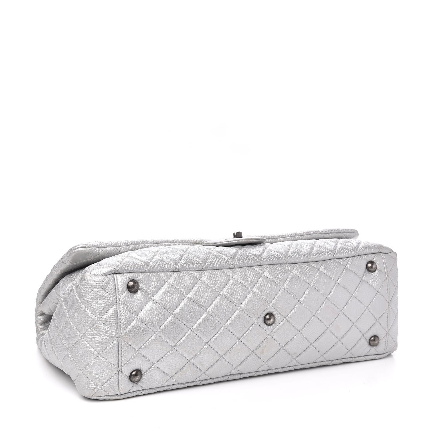 Chanel Metallic Calfskin Quilted XXL Travel Flap Bag Silver 4 of 10