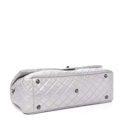 Chanel Metallic Calfskin Quilted XXL Travel Flap Bag Silver 4 of 10