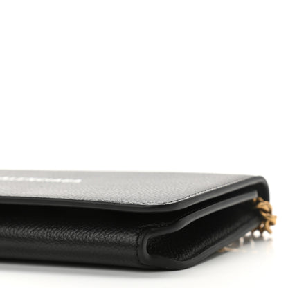 Balenciaga Grained Calfskin Logo Cash Phone Holder Wallet On Chain Black White 18 of 18
