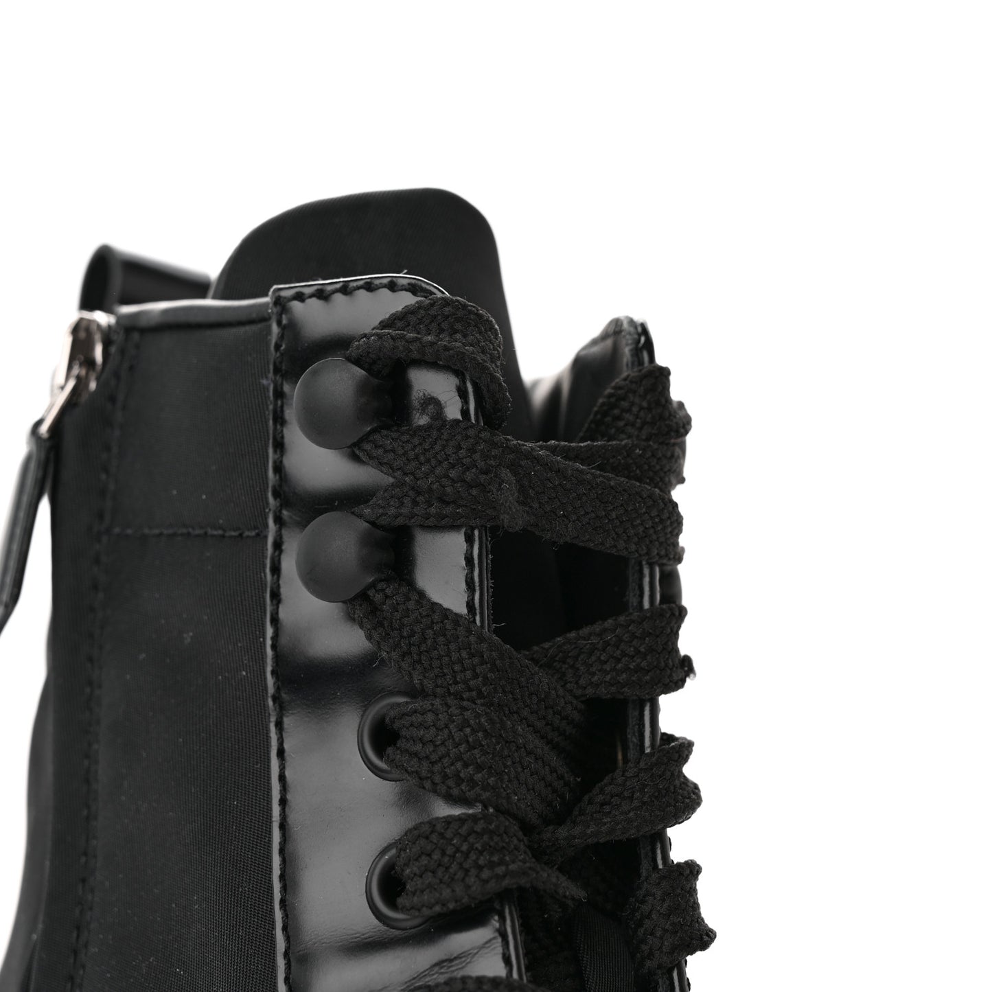 Spazzolato Re-Nylon Metal Triangle Logo Lace Up 55mm Ankle Boots 39.5 Black