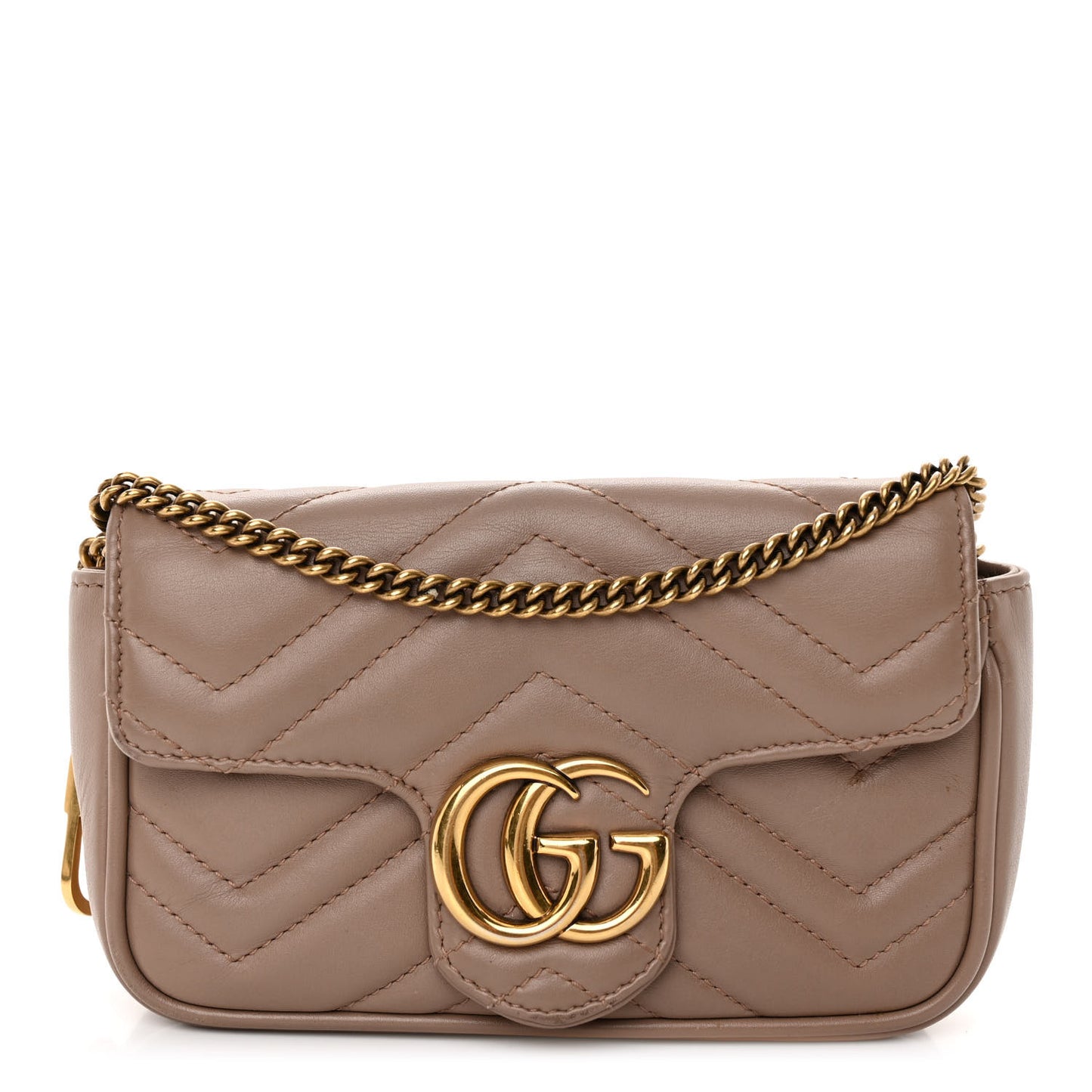 Calfskin Matelasse Super Mini GG Marmont Shoulder Bag Porcelain Rose