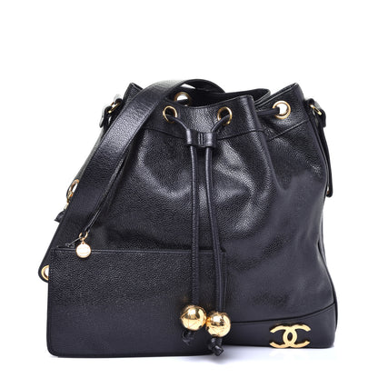 Chanel Caviar CC Drawstring Shoulder Bag Black 1 of 11