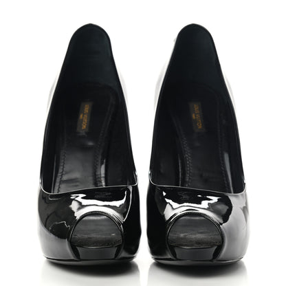Louis Vuitton Patent Oh Really Peep Toe Pumps 40 Black 2 of 12
