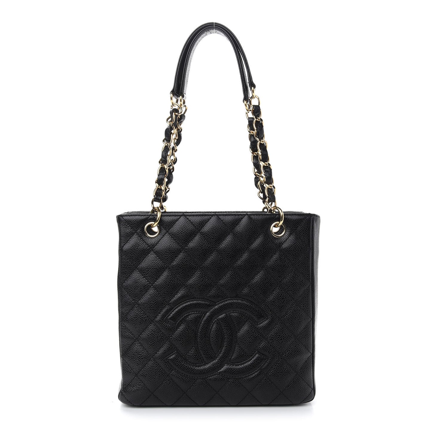 Caviar Quilted Petit Shopping Tote PST Black