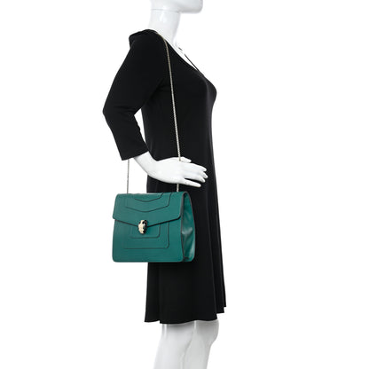 Bulgari Calfskin Small Serpenti Forever Snake Strap Crossbody Bag Emerald Green 2 of 11