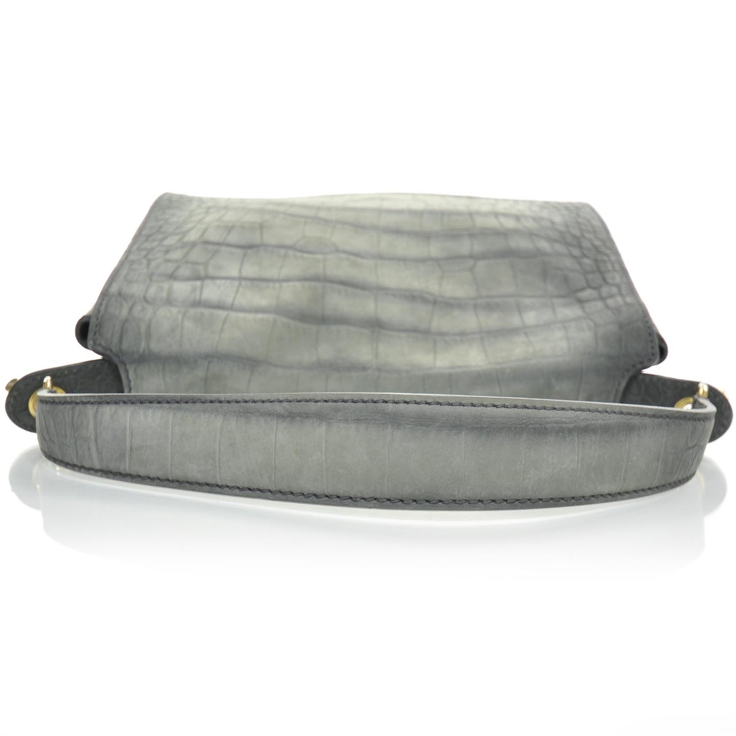 Crocodile Embossed Nubuck Catwalk Bag Anthracite Grey