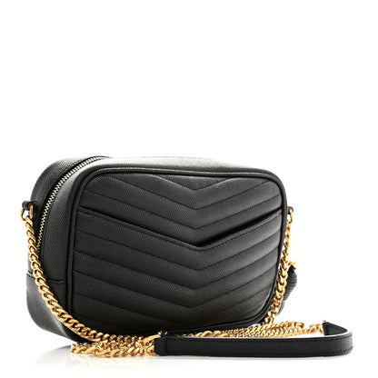 Saint Laurent Grain De Poudre Matelasse Monogram Mini Lou Camera Bag Black 2 of 10