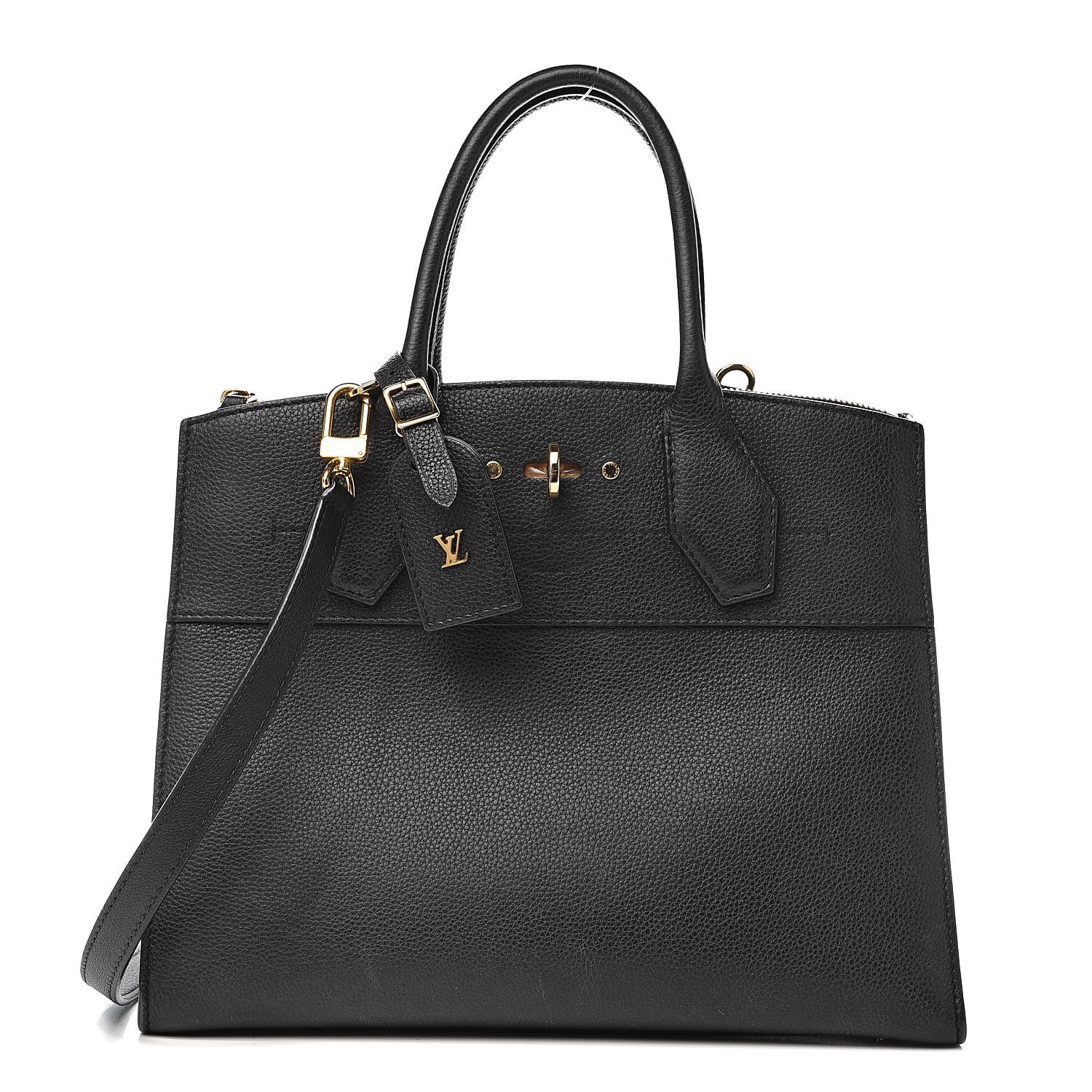 Louis Vuitton Calfskin Studded City Steamer MM Black 1 of 15