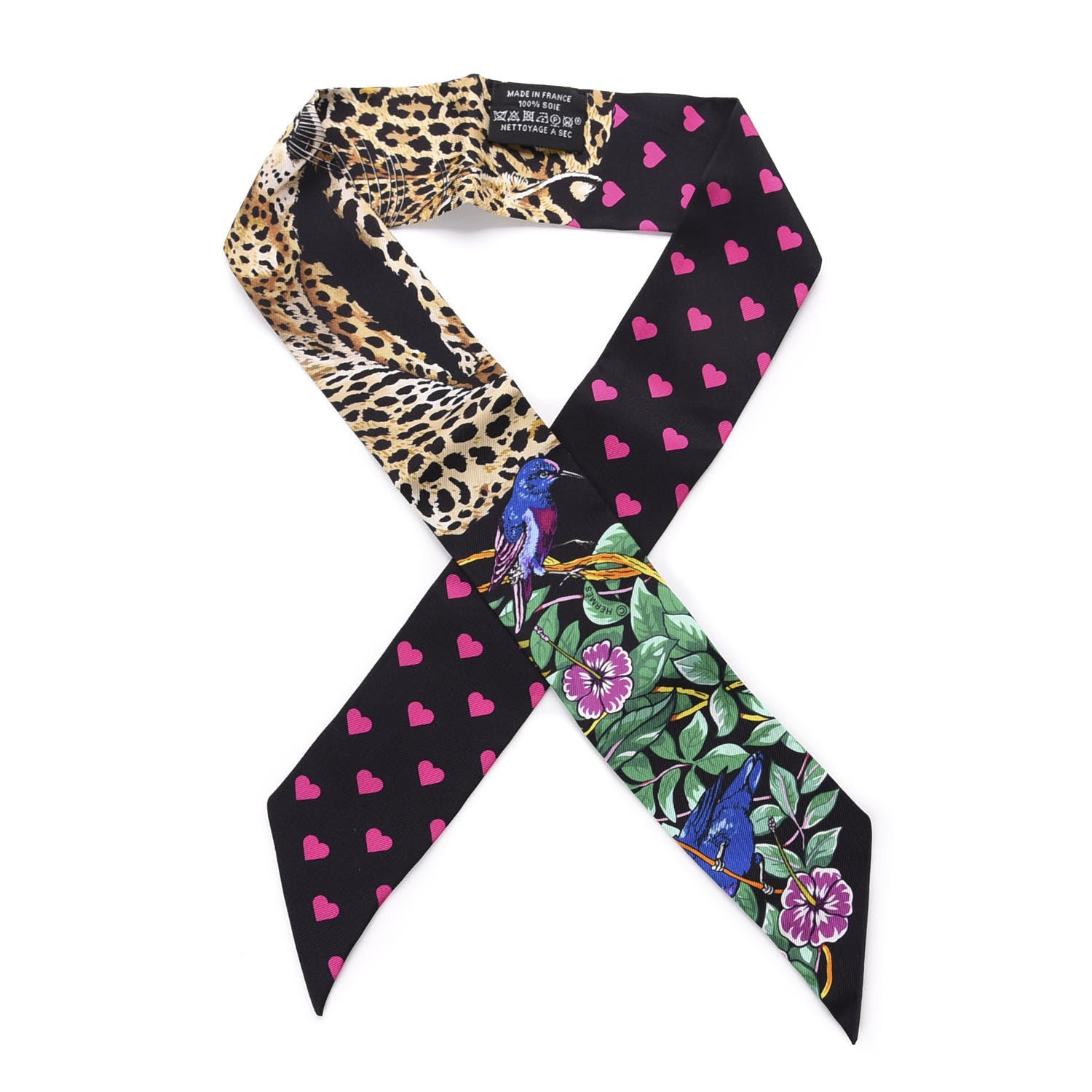 Hermes Silk Jungle Love Love Twilly Black Vert Rose Vif 1 of 3