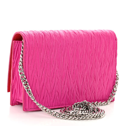 Alexander McQueen Lambskin Pleated Skull Small Chain Crossbody Bag Fuchsia 3 of 9