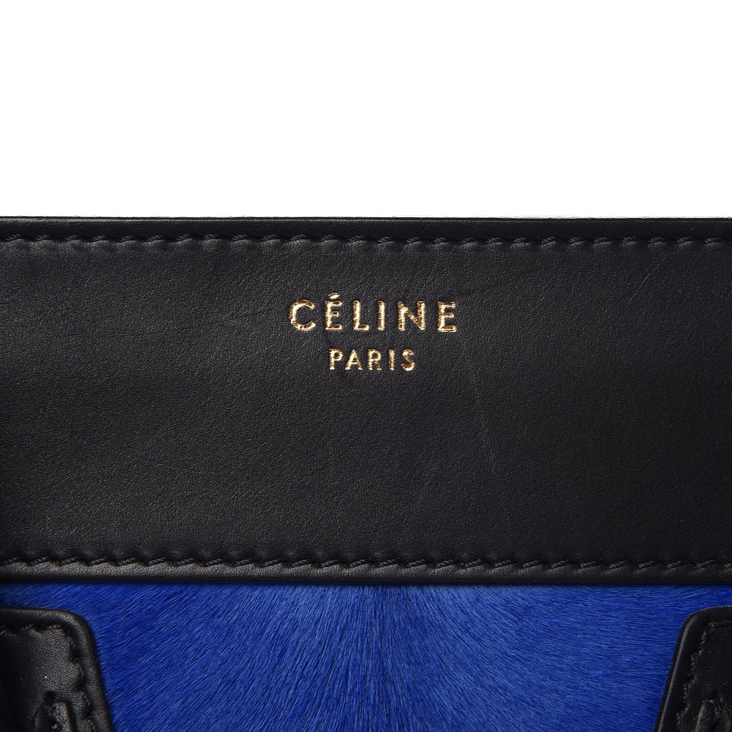 Celine Pony Hair Mini Tri-Color Luggage Royal Blue 8 of 13