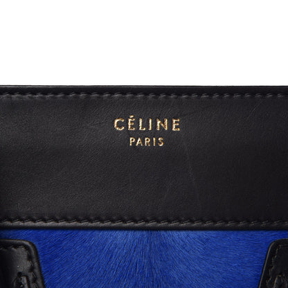 Celine Pony Hair Mini Tri-Color Luggage Royal Blue 8 of 13