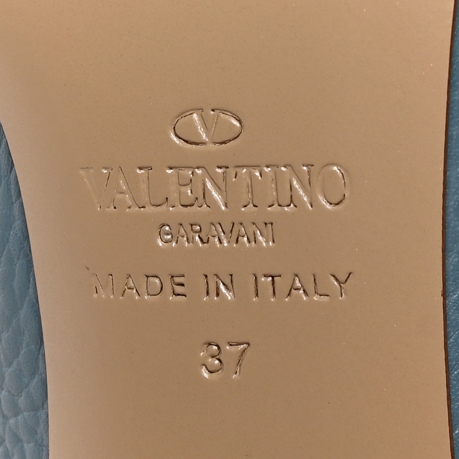 Valentino Garavani Pebbled Calfskin Rockstud 85mm Pumps 37 Light Blue 7 of 8