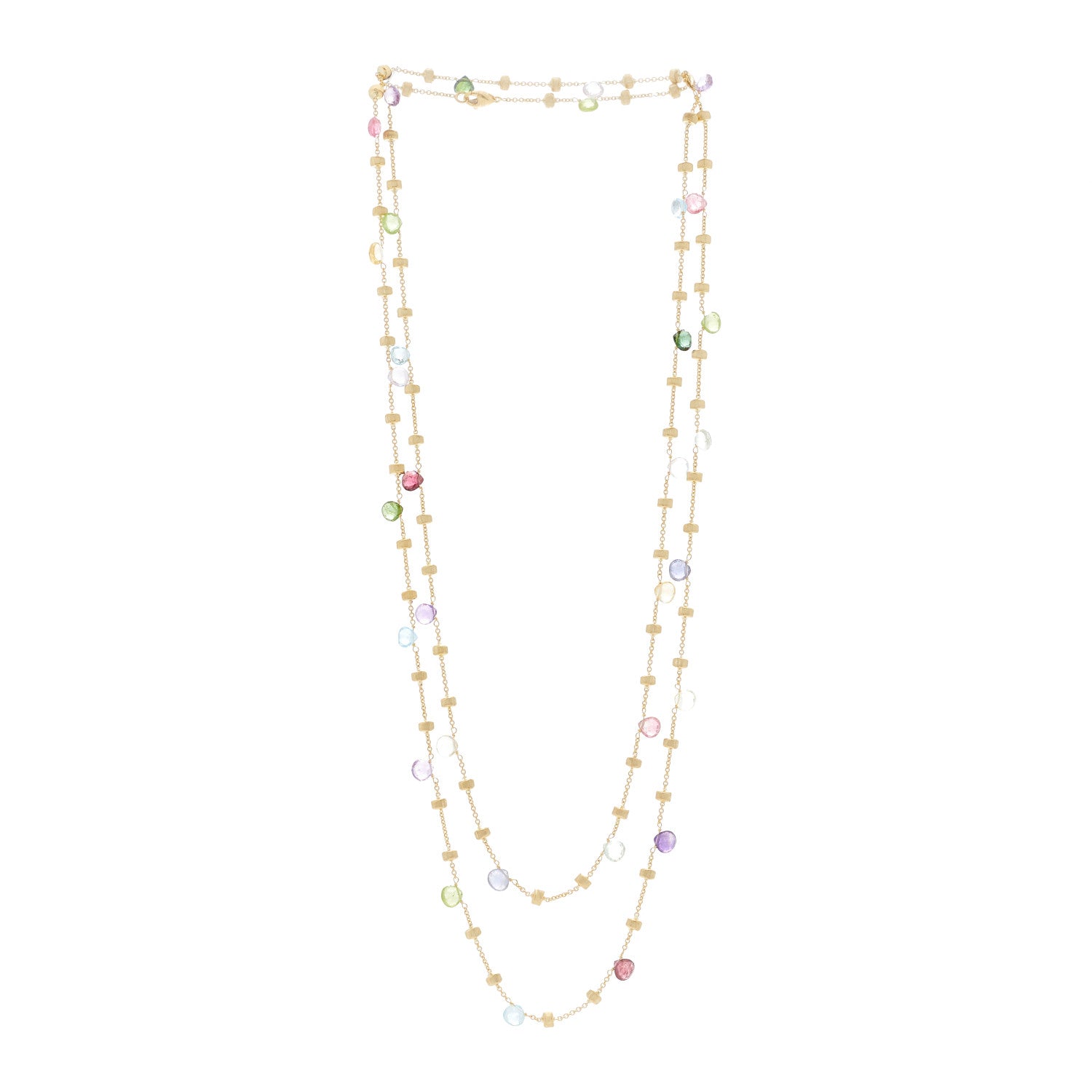 Marco Bicego 18K Yellow Gold Multi Gemstone Paradise Long Necklace 2 of 10