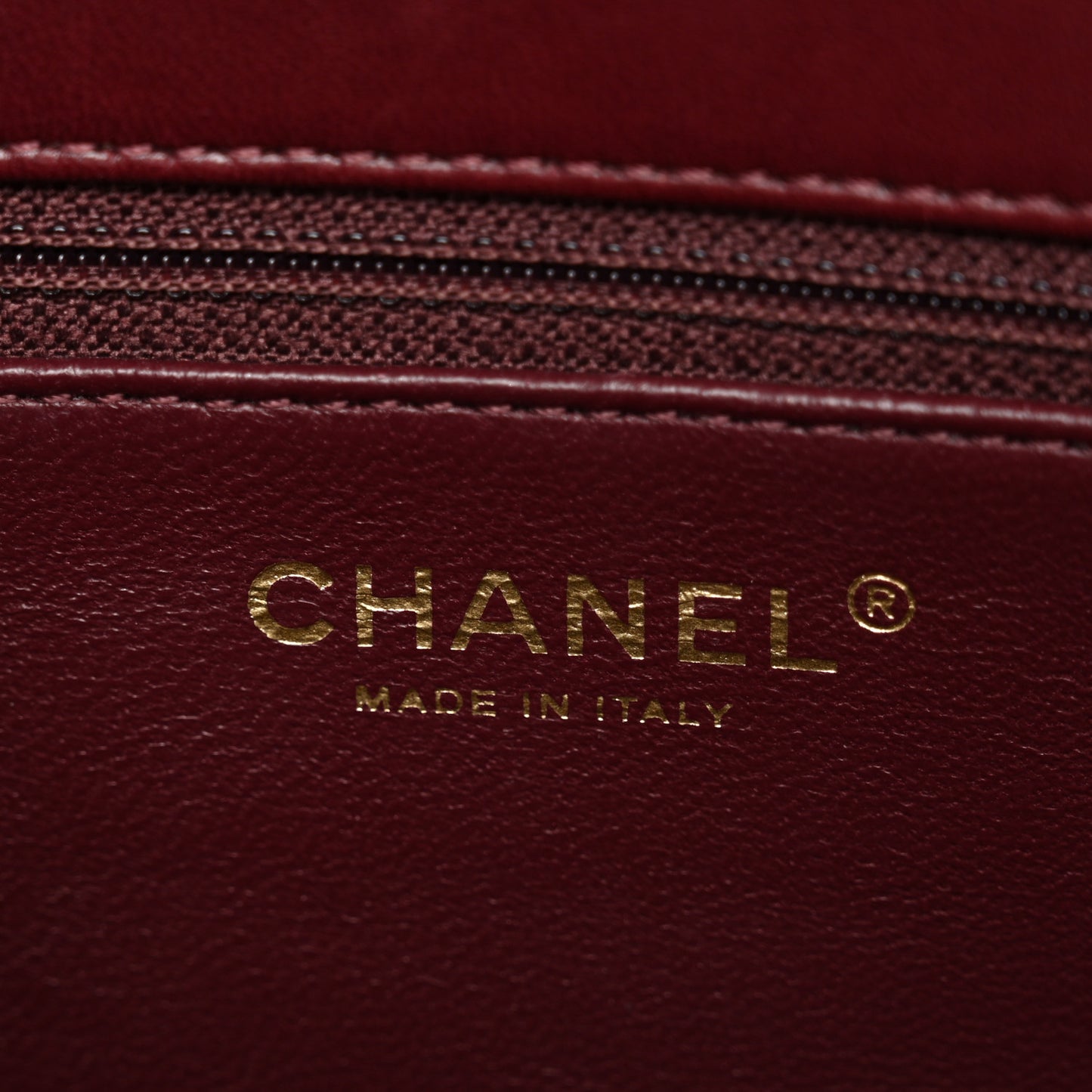 Lambskin Reversed Chevron Quilted Flap Dark Red