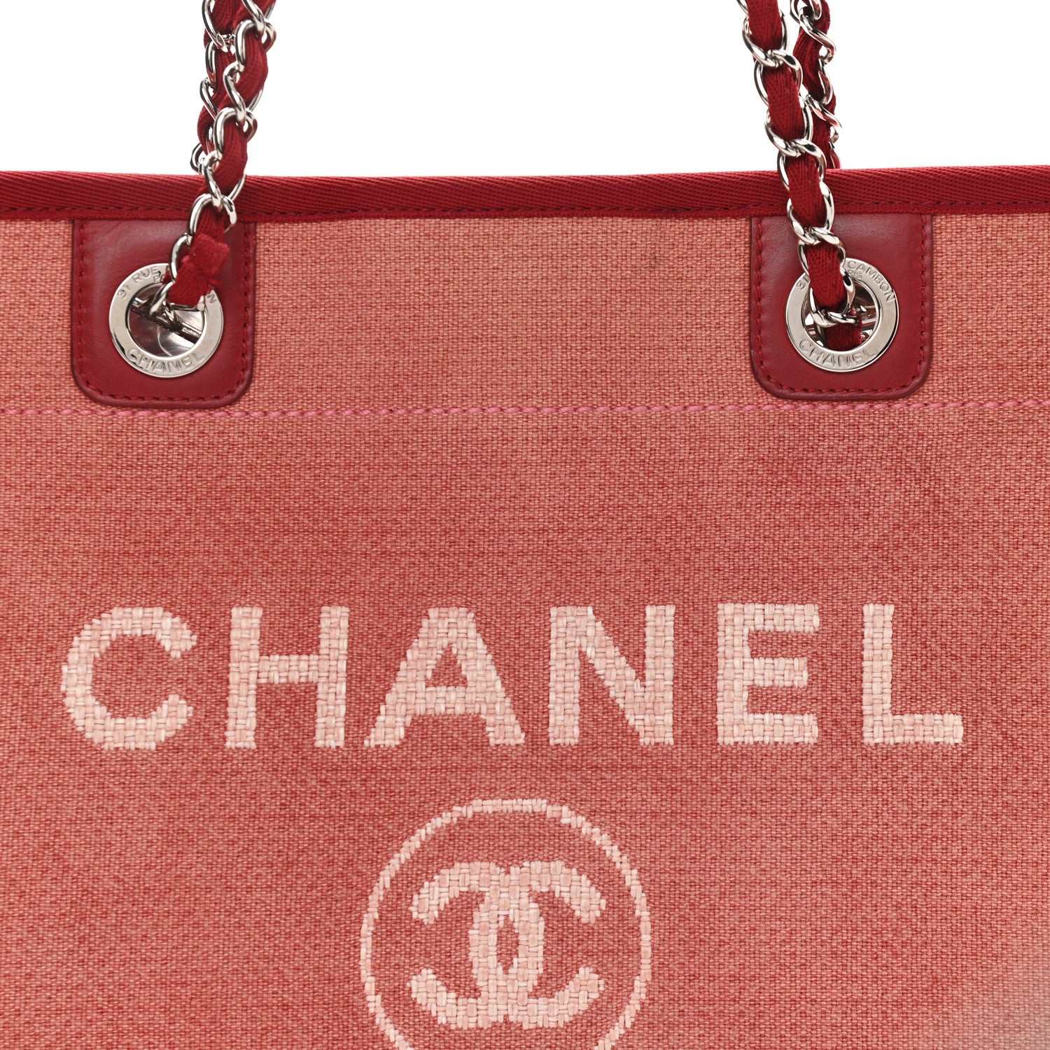 Chanel Canvas Small Deauville Tote Red 9 of 11