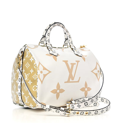 Louis Vuitton Monogram Giant Speedy Bandouliere 30 Kaki Beige 2 of 9