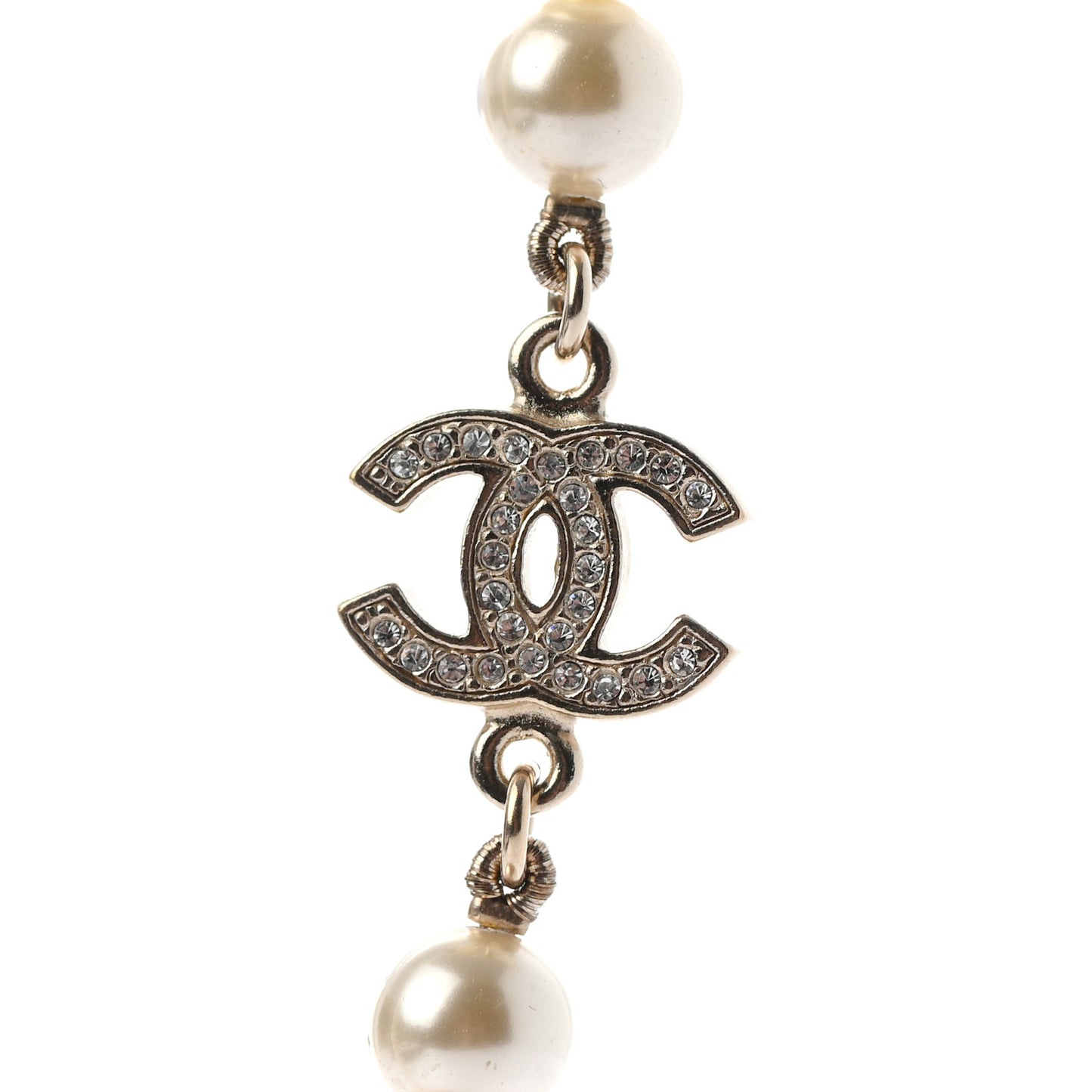 Graduated Pearl CC Long Necklace Gold