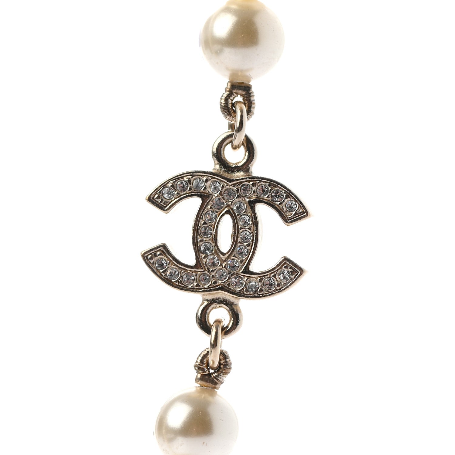 Chanel Graduated Pearl CC Long Necklace Gold 4 of 5