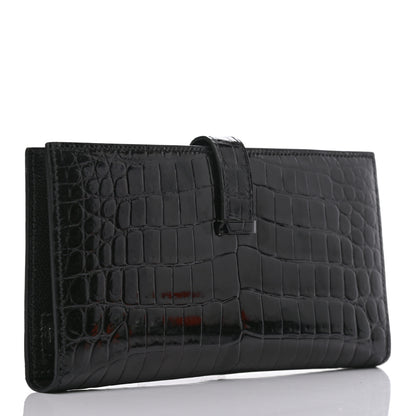 Hermes Shiny Niloticus Crocodile Bearn Wallet Black 3 of 7
