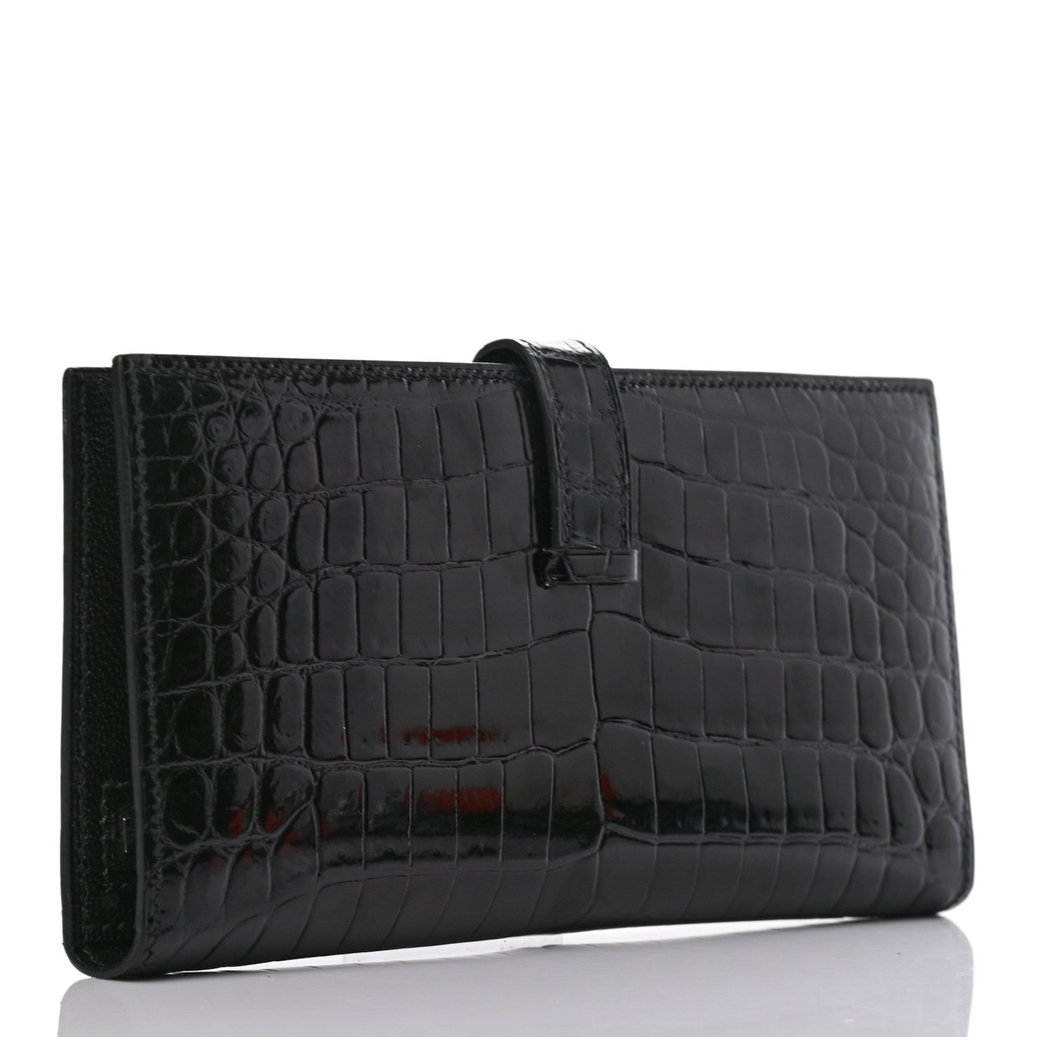 Hermes Shiny Niloticus Crocodile Bearn Wallet Black 3 of 7