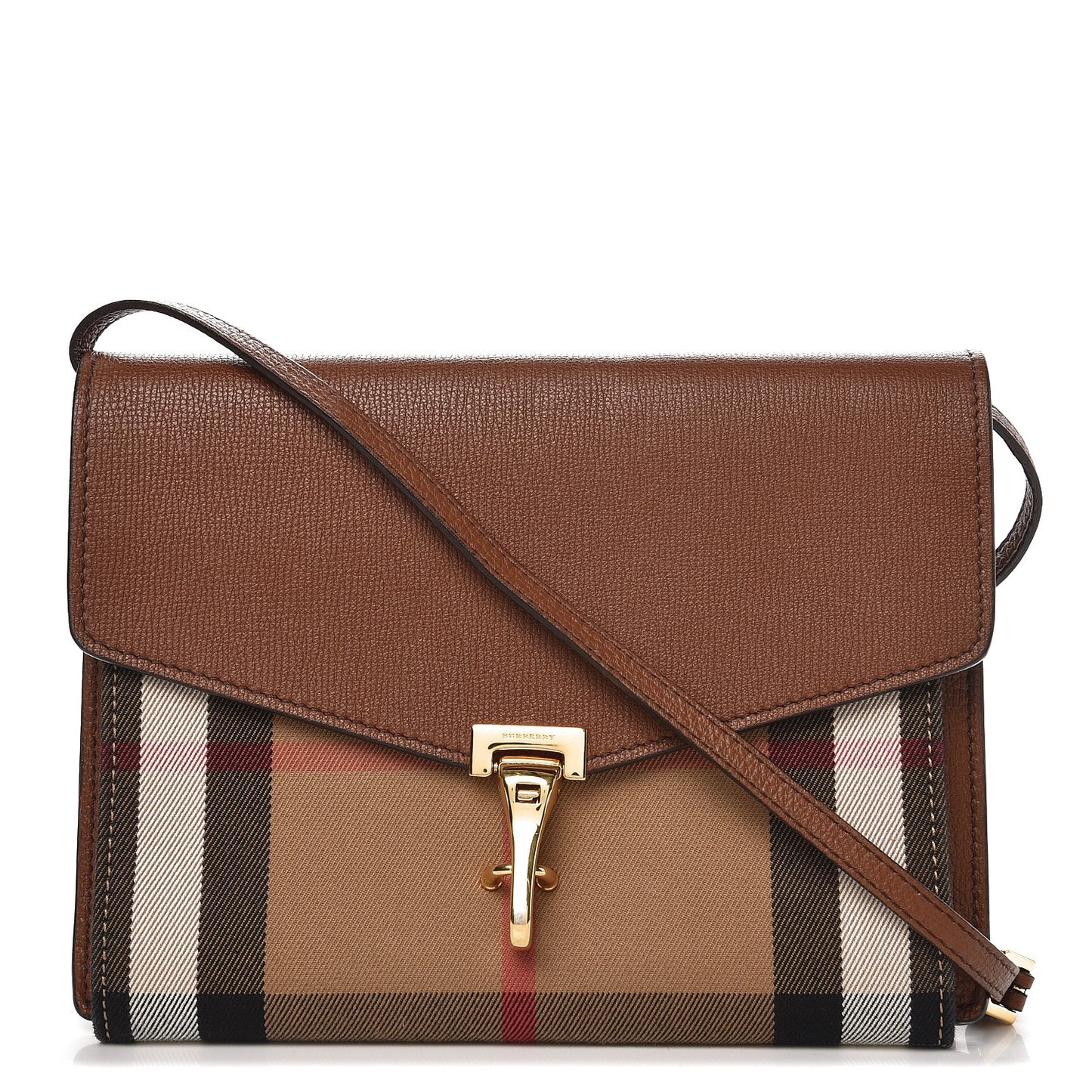 Derby Calfskin House Check Small Macken Crossbody Bag Tan