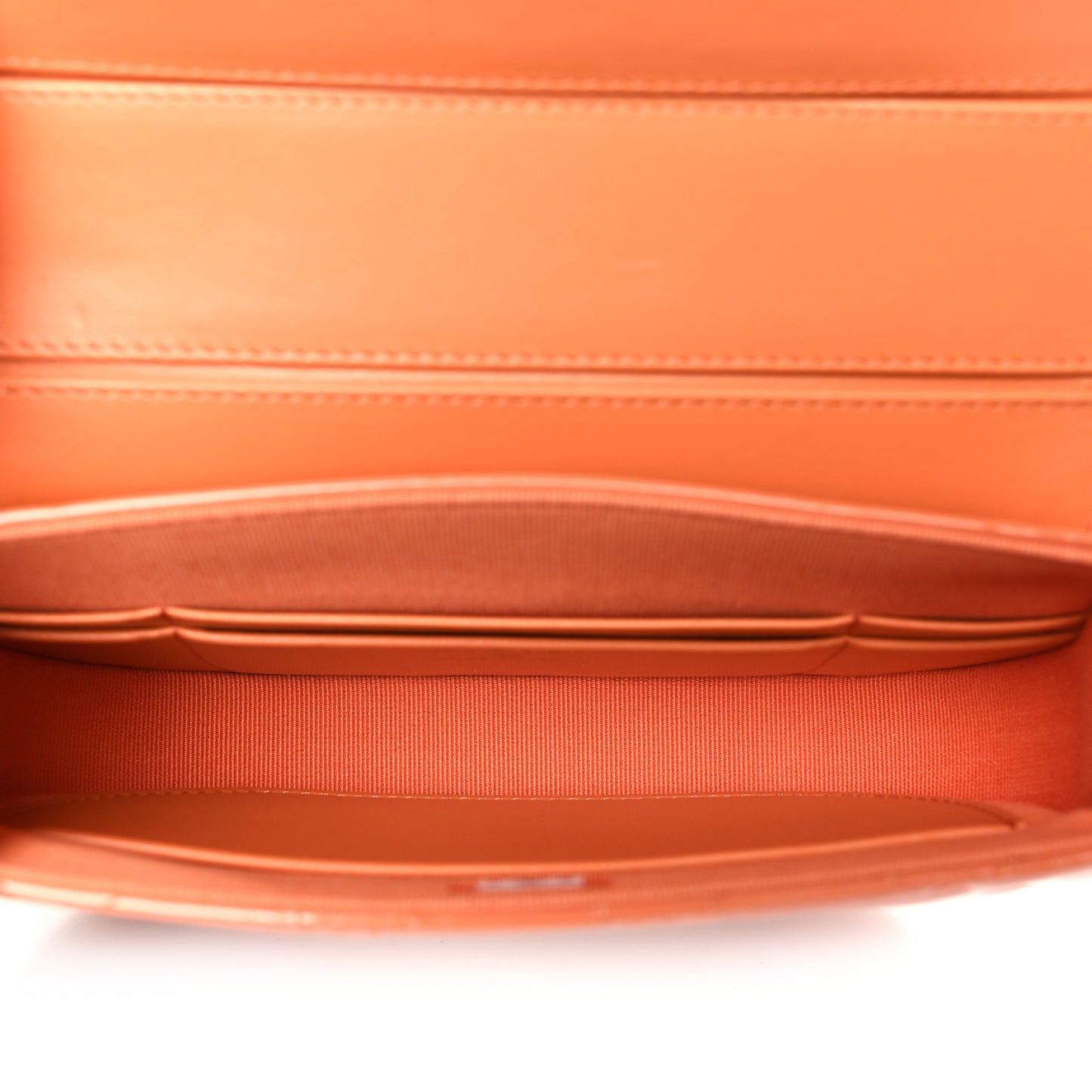 Patent Quilted Flap Phone Holder With Chain Orange