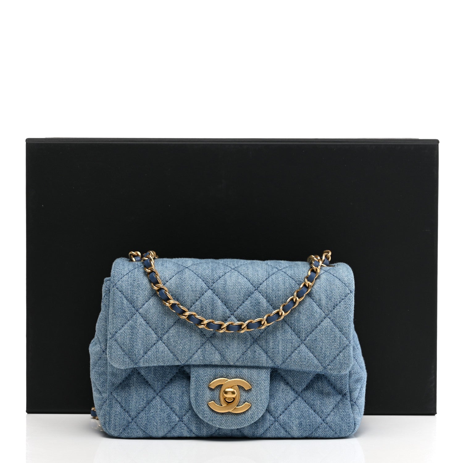 Chanel Denim Quilted Mini Pearl Crush Flap Blue 10 of 10