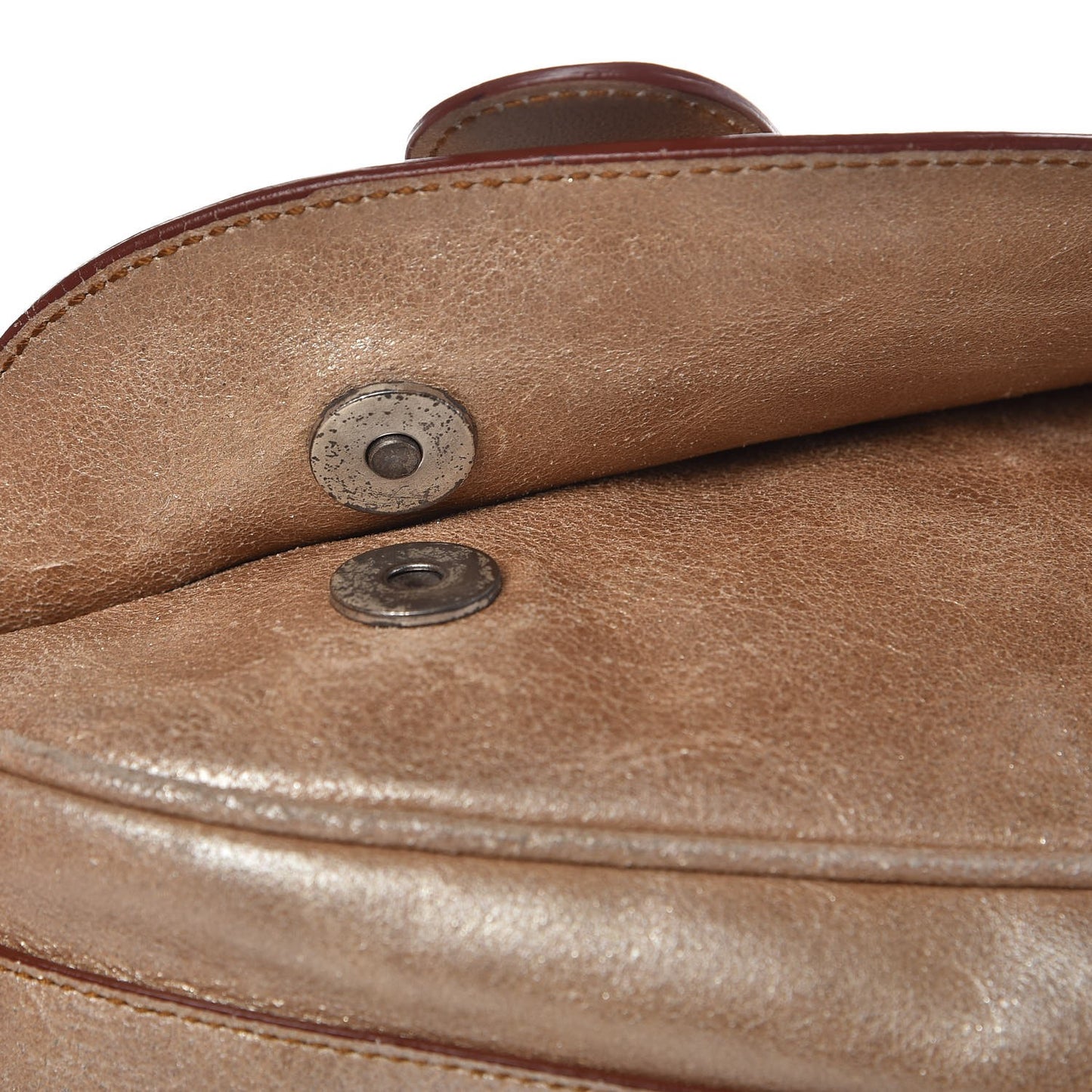 Metallic Calfskin Medium Gaucho Double Saddle Bag Bronze
